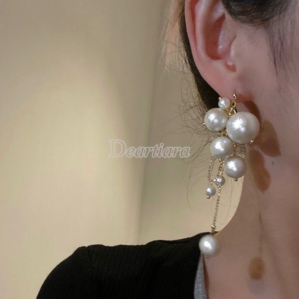 Mode Romantis Mutiara String Earrings Desain Rasa Anting Baru Kapas Pearl Earrings Jarum Perak