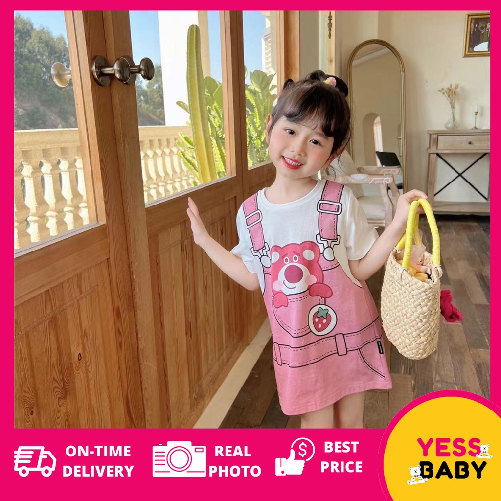 YESSBABY  HOKAIDO LOTSO 1-9 tahun Baju anak perempuan Gaun jala anak perempuan baru/Gaun kasual lengan pendek anak perempuan/Dress anak perempuan cewek/rok anak/gaun anak/kado anak perempuan ulang tahun