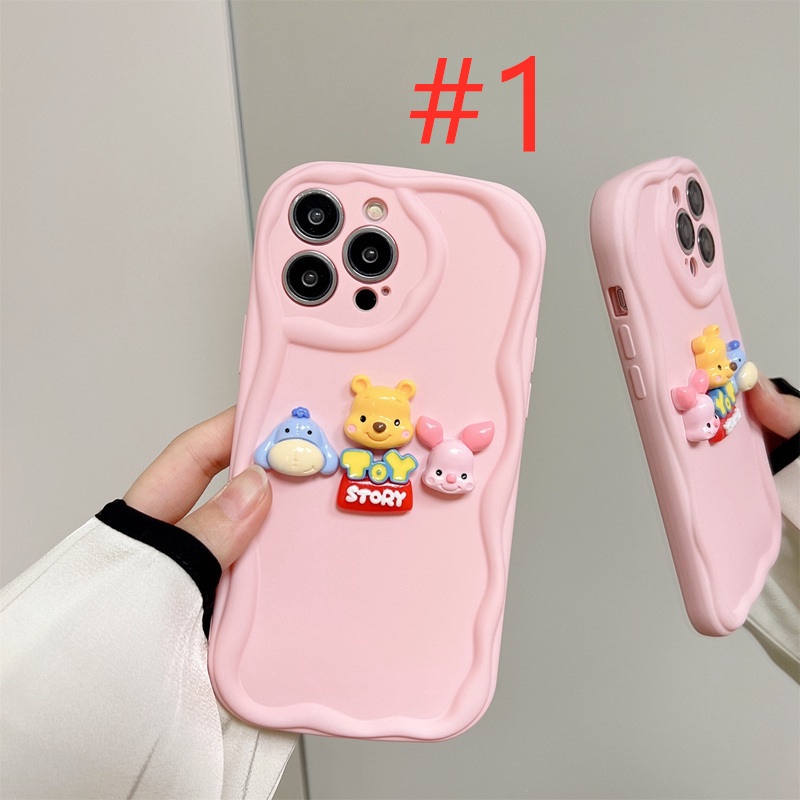 Macaron Yellow Wave Winnie Bear Doll Soft Silicon Case HP iP iPhone 6 6S 7 8 14 + Plus SE 2020 2022 X XS XR 11 12 13 Pro Max Girl Woman Casing