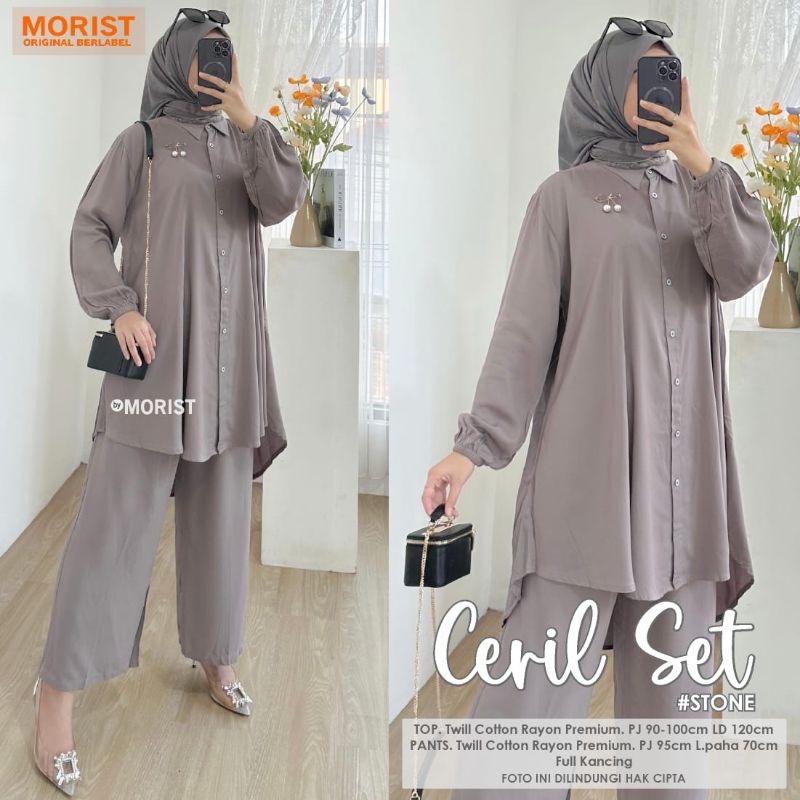 CERIL SET Celana ORI MORIST | Ld120 Twill Cotton Rayon Premium