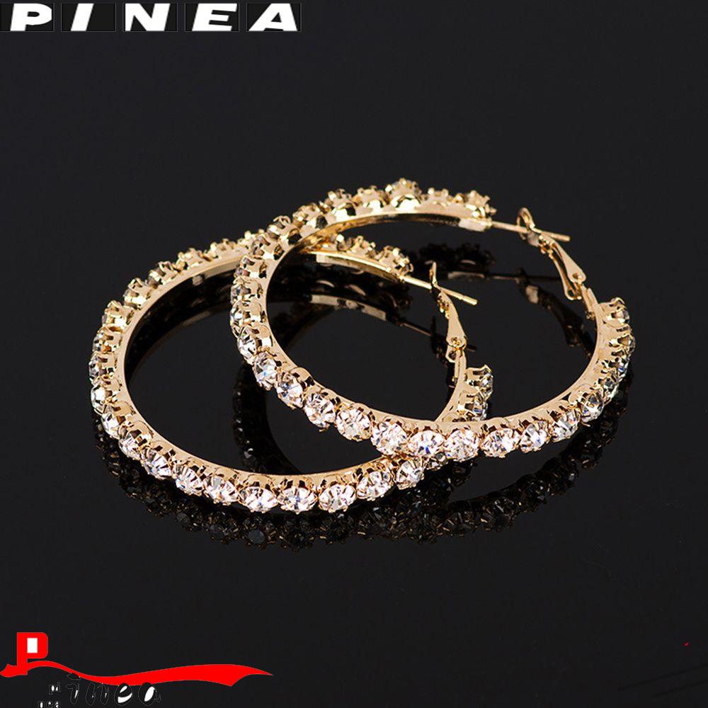 PINEAPPLE Anting Hoop Charm Wanita Statement Jewelry Kristal Mengkilap