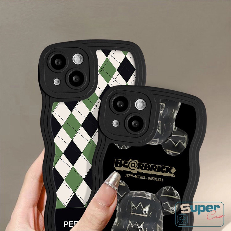 Casing Grid Berlian Retro Untuk Redmi 12C A1 9 10C 9A 9C 10A 10 9T A1+ A2+Note10 11 8 9 Pro 9s 11s 10s Mi 11T Pro POCO M3 X3 NFC Pro Trendy Keren Beruang Kekerasan Lembut Sarung Tepi Wavy