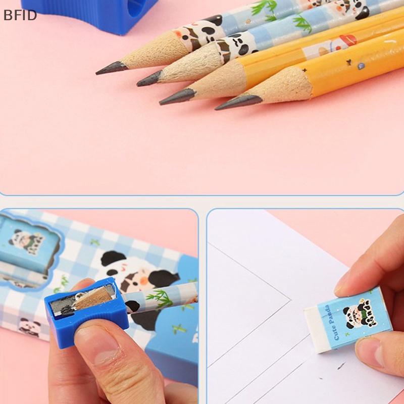 [BFID] Set Alat Tulis Portable Kartun Hewan Pensil Lucu Penggaris Anak Pencil Sharpener Student Eraser Perlengkapan Sekolah Hadiah [ID]