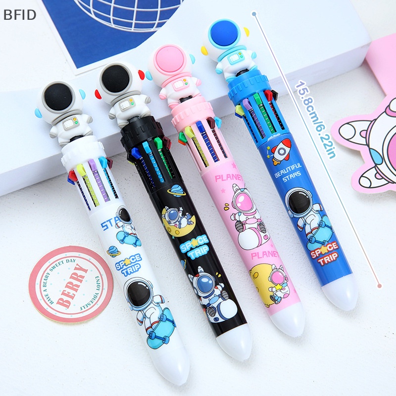 [BFID] 10warna Pulpen Astronot Ballpoint Multi Warna Kawaii Kartun Tekan-Jenis Warna Pulpen Alat Tulis Sekolah Pasokan Multi-Fungsi Hadiah Alat Tulis [ID]