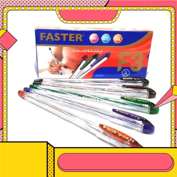 

Promo!! Back to school Pulpen / Pen / Pena / Bolpen Faster F3 0.5mm 1 Lusin