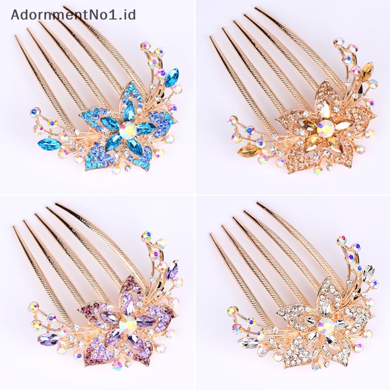 [AdornmentNo1] 2023 Vintage bunga kristal Hairclips Fashion berlian imitasi sisir rambut mengkilap jepit rambut untuk wanita aksesoris rambut hadiah