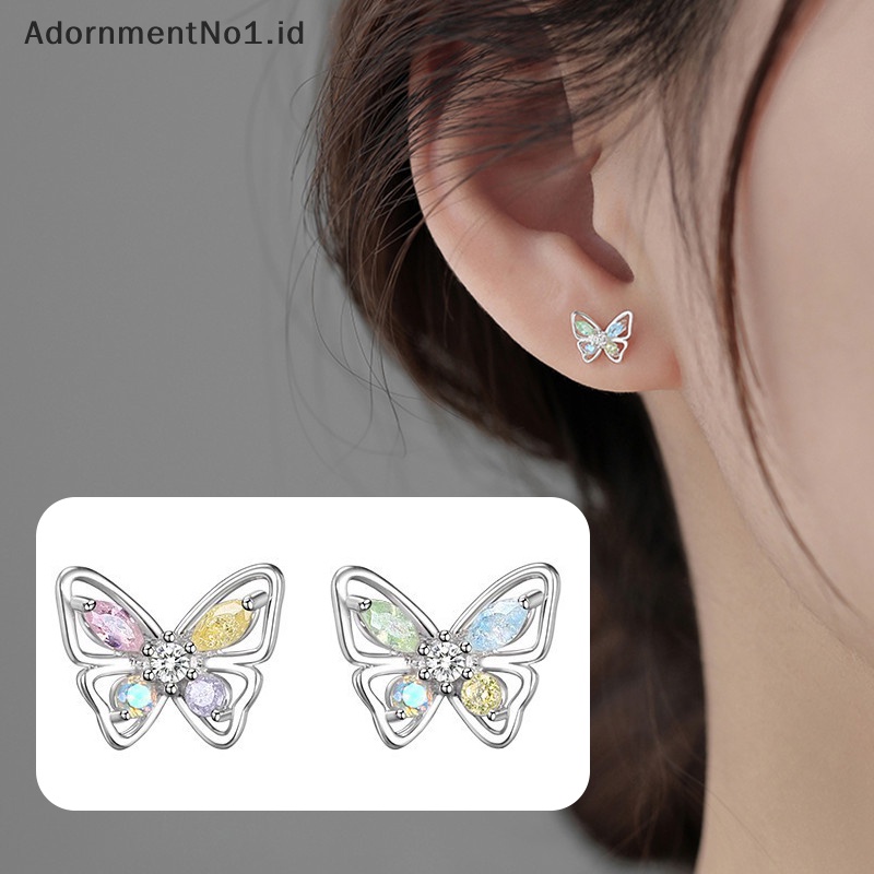 [AdornmentNo1] Zirkon telinga tulang kuku Glossy Butterfly Spiral Stud Earrings untuk wanita gadis pesta pernikahan baru perhiasan hadiah