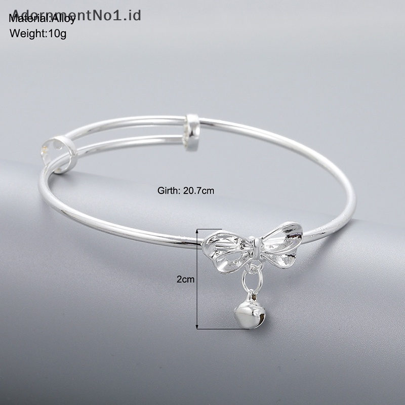 [AdornmentNo1] Fashion perak wanita busur Bell Bangles Adjustable untuk Lady gelang pesta pernikahan perhiasan kekasih hadiah liburan