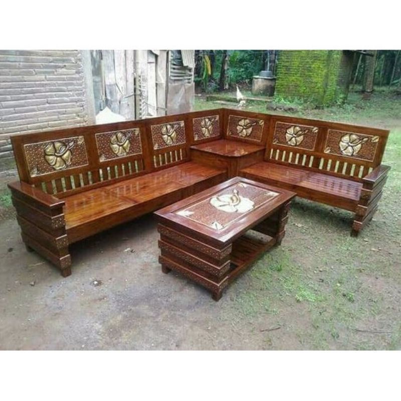 Kursi sudut robot kayu jati / kursi sudut minimalis kayu jati