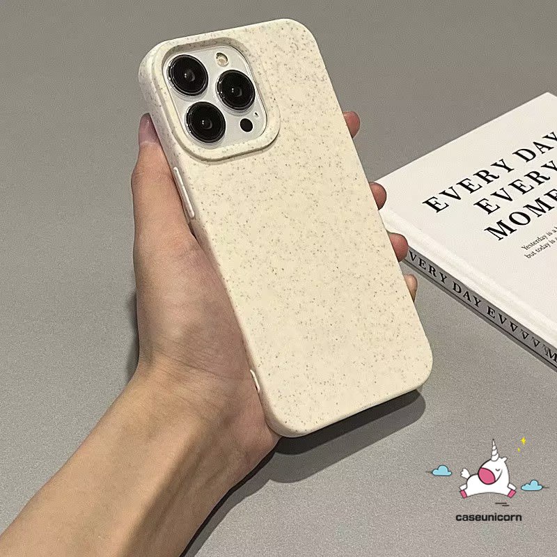 Luxury Simple Solid Color Phone Case Compatible for IPhone 7Plus XR 11 13 14 12 Pro Max 8Plus X XS MAX 7 8 Plus Solid Color Degradable Frame Skin Feel Anti-Fall Hard Cover