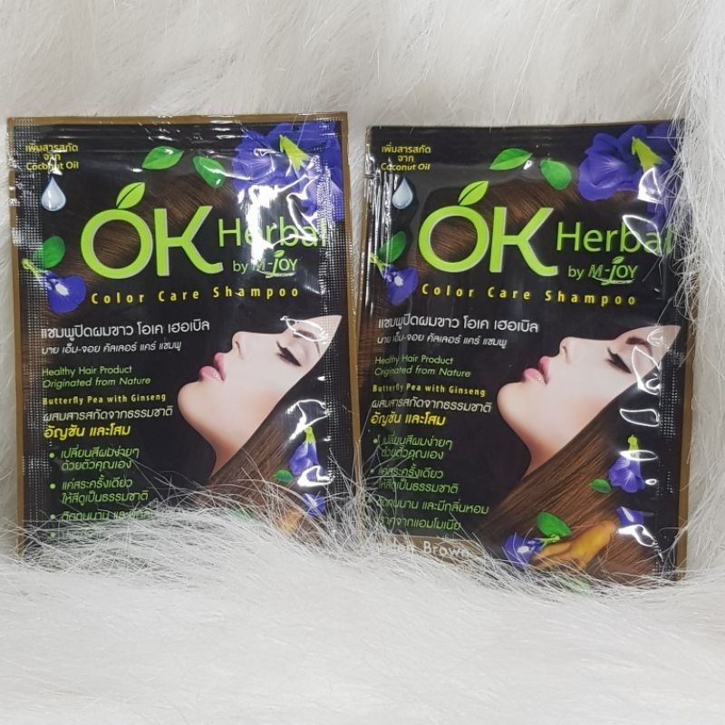 OK Herbal Color Shampoo Healthy hair Dark Brown Color originated from nature 30ML