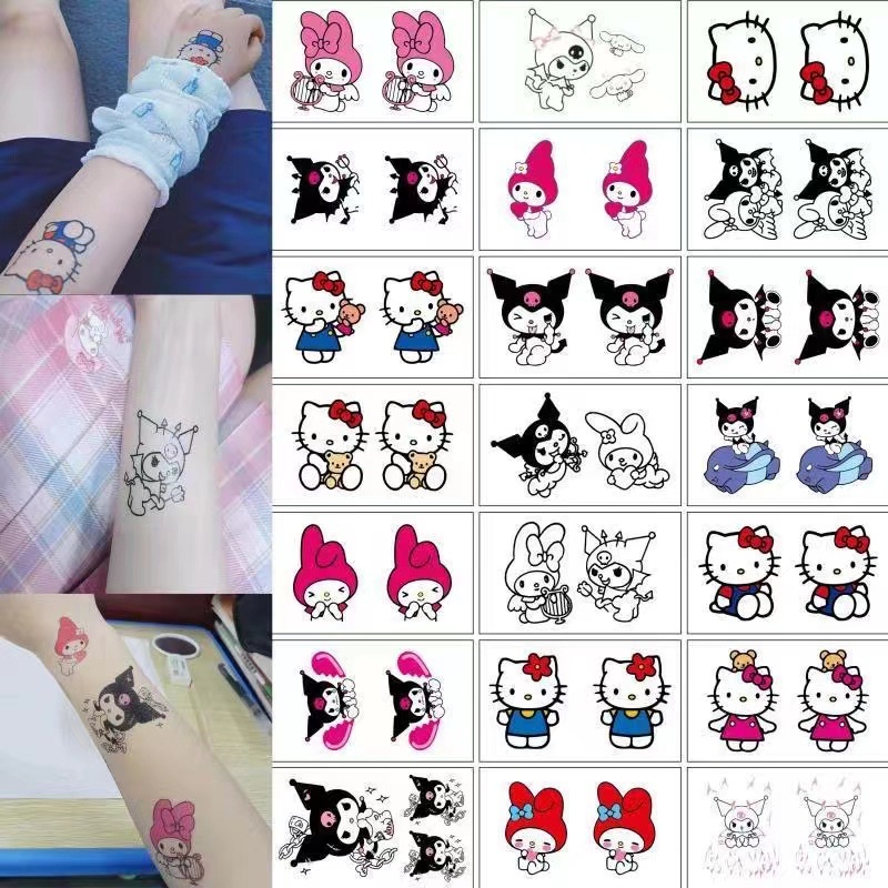 STICKER TATTO TEMPORER SANRIO / TATO TEMPORARY CINNAMOROLL KUROMI MELODY TAHAN AIR/ TATO ANAK PALSU