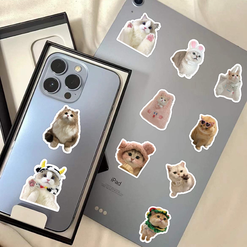 60pc Stiker Anjing Kucing Lucu Kucing Realistis Ins Gaya Korea Casing Ponsel Tablet Sticker