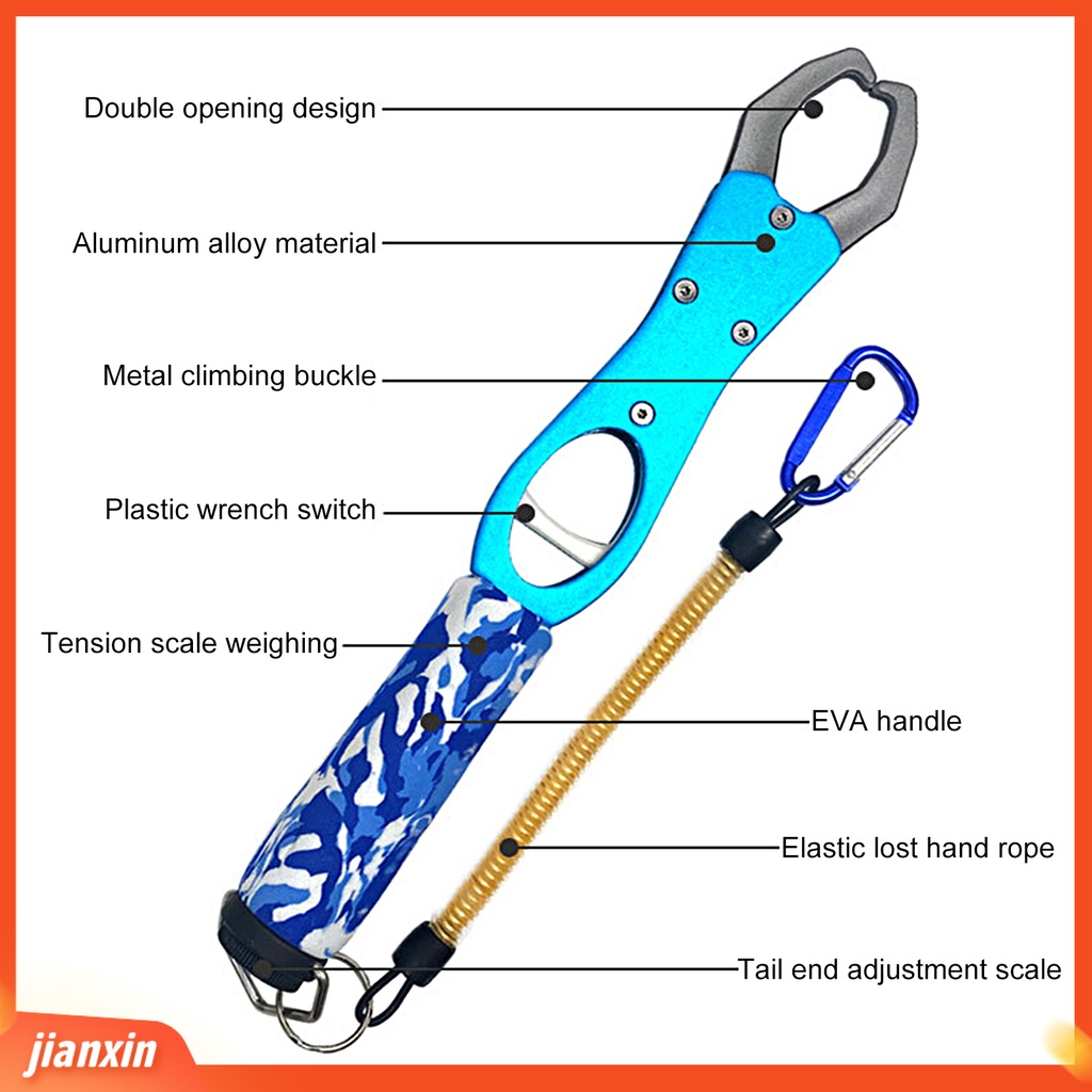 (In Stock) Tang Pancing Grip Berputar 360derajat Elastisitas Tinggi Tangkap Mulut Ikan Fish Gripper Alat Buka Kaitan Dengan Skala Untuk Memancing Tanah