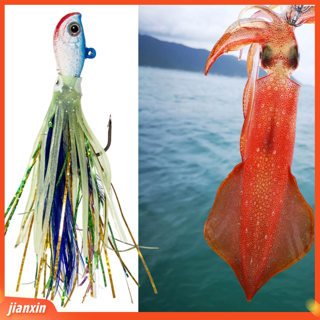 (in Stock) 28g /14cm Gurita Kait Umpan Glow-in-The-Dark Tajam Kait 3D Fisheyes Tahan Karat Kepala Ikan 14cm Buatan Memancing Umpan Memancing Aksesoris