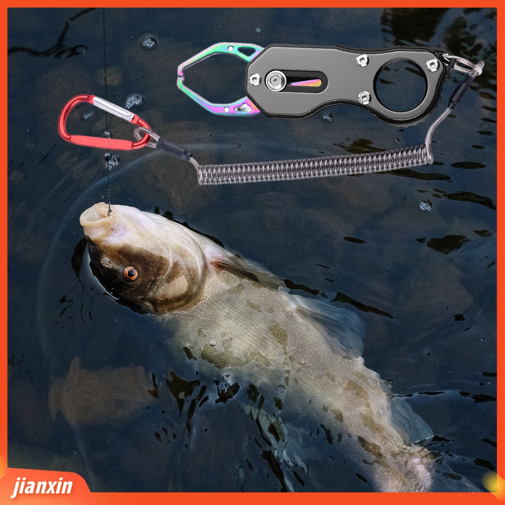 (In Stock) Enlarged Jaw Spring Design Fish Control Tang Dengan Carabiner Bibir Ikan Kecil Tang Pegangan Tangan Peralatan Angling