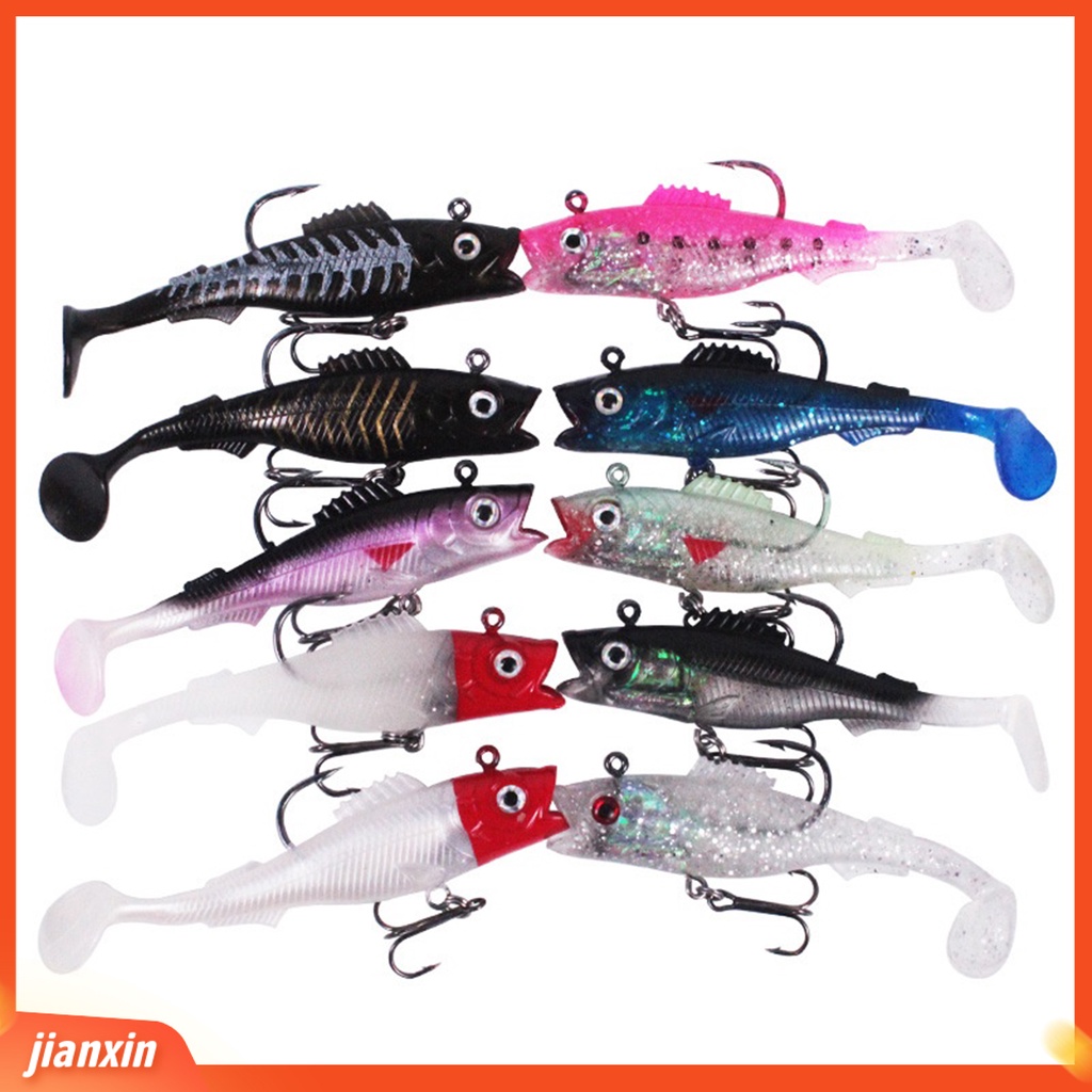 (In Stock) 10Pcs /Set 9cm 14g T-Shaped Tail Fishing Lure Kait Tajam Silikon Mulut Besar Popper Memancing Umpan Topwater Untuk Outdoor