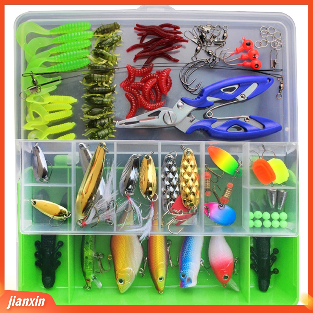 (In Stock) 101 Pcs Memancing Umpan Lembut Kait Buatan Ikan Umpan Aksesoris Kit Dengan Kotak