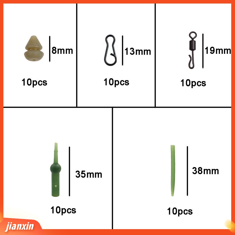 (In Stock) 50Pcs /Set Chod Rig Buffer Putar Memimpin Klip Slide Rig Carp Heli Fishing Tackle