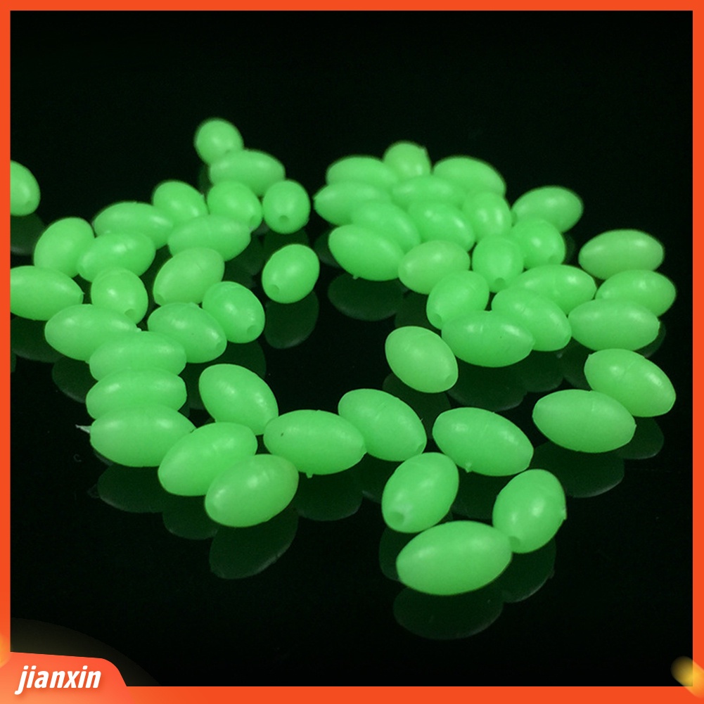 (in Stock) 100 Pcs Oval Bercahaya Glow in Dark Rig Beads Sea Fishing Lure Floating Tackles