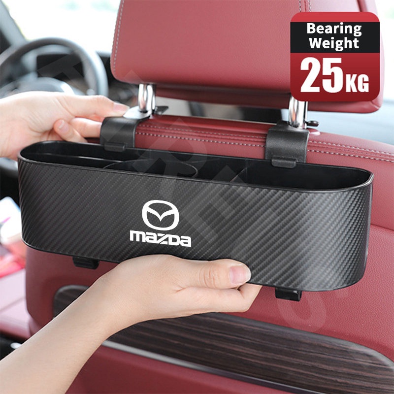 Mazda Car Back Seat Organizer Kursi Belakang Mobil Hook Kotak Penyimpanan Cup Holder Tekstur Serat Karbon Untuk Mazda 2 3 CX5 CX30 CX8 CX3 Mazda2 6 5 CX9 BT50