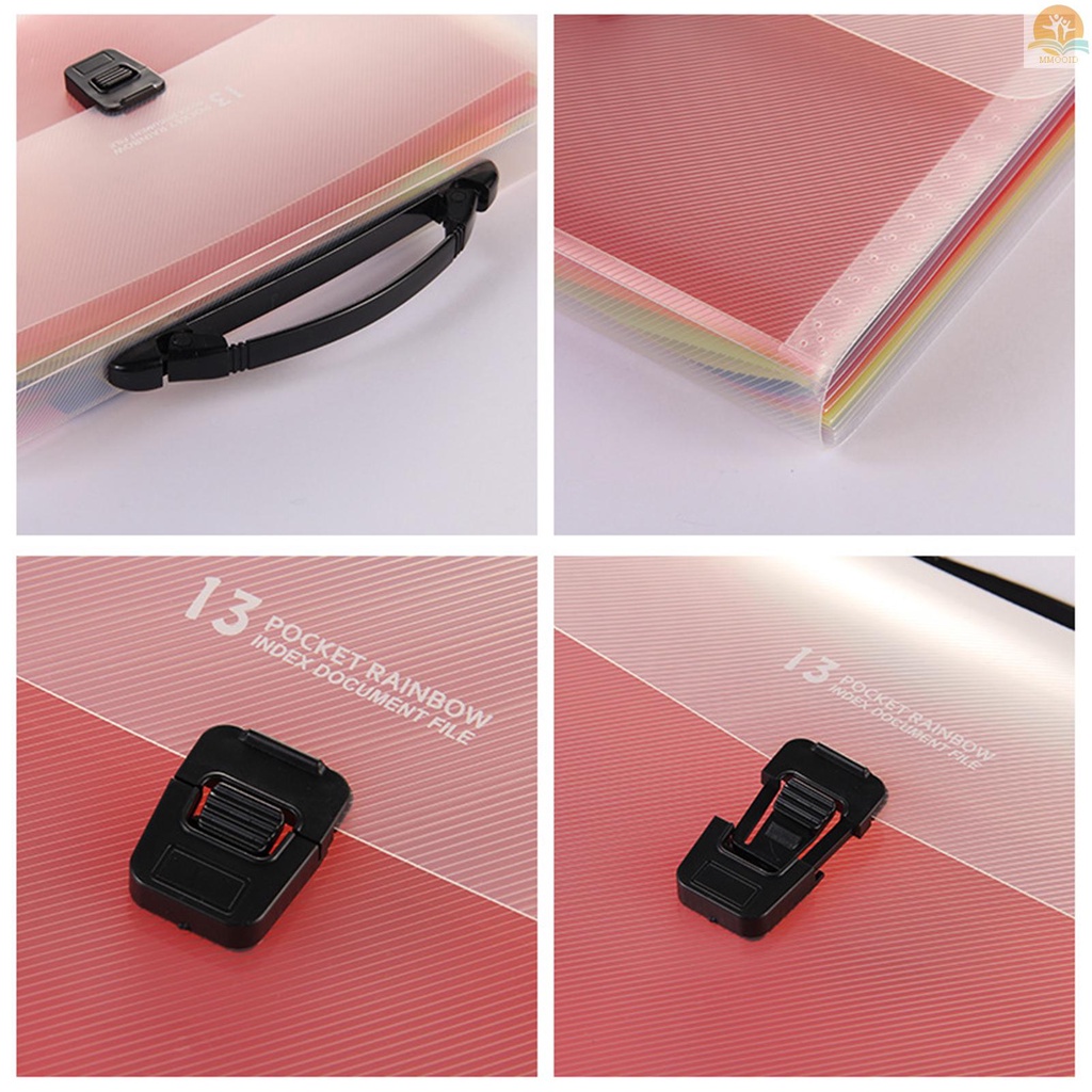 In Stock Expanding File Folder 13saku File Organizer Warna Pelangi Folder Akordeon Dengan Penutup Yang Dapat Diperluas Label Kosong Ukuran Surat A4 Portabel Kotak File Penyimpanan Dokumen Desktop