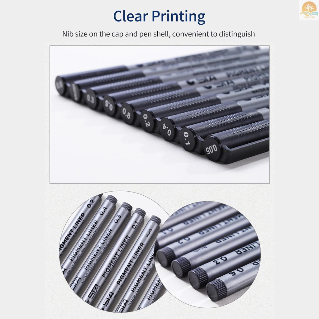 In Stock 9micro-Pen Presisi Fineliner Tahan Air Pena Tinta Arsip Fine Point Line Pen Untuk Seni Cat Air Sketsa Anime Manga Dokumen Kantor Art Drawing Supplies