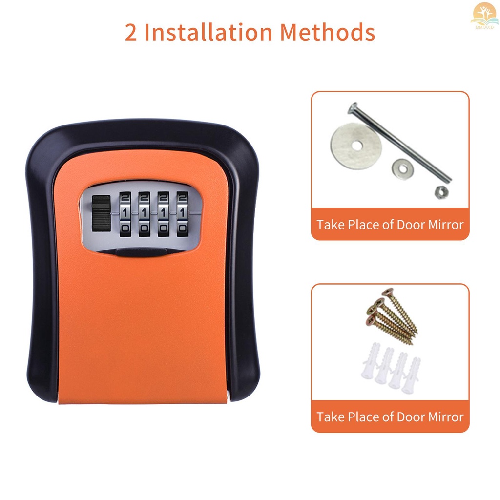 In Stock Kotak Kunci Penyimpanan Kunci Tempel Dinding Paduan Aluminium Kombinasi 4 Digit Tahan Air Lockbox Key Safe Box Portable Storage for House Key ID Card U Disk