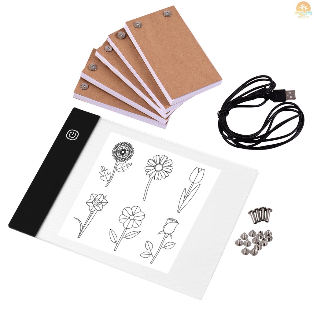 In Stock Portable Flip Book Kit with Light Pad  LED Light Box 3 Level Brightness Control 300 Sheets Flipbook Paper with Binding Screws for Tracing and Drawing