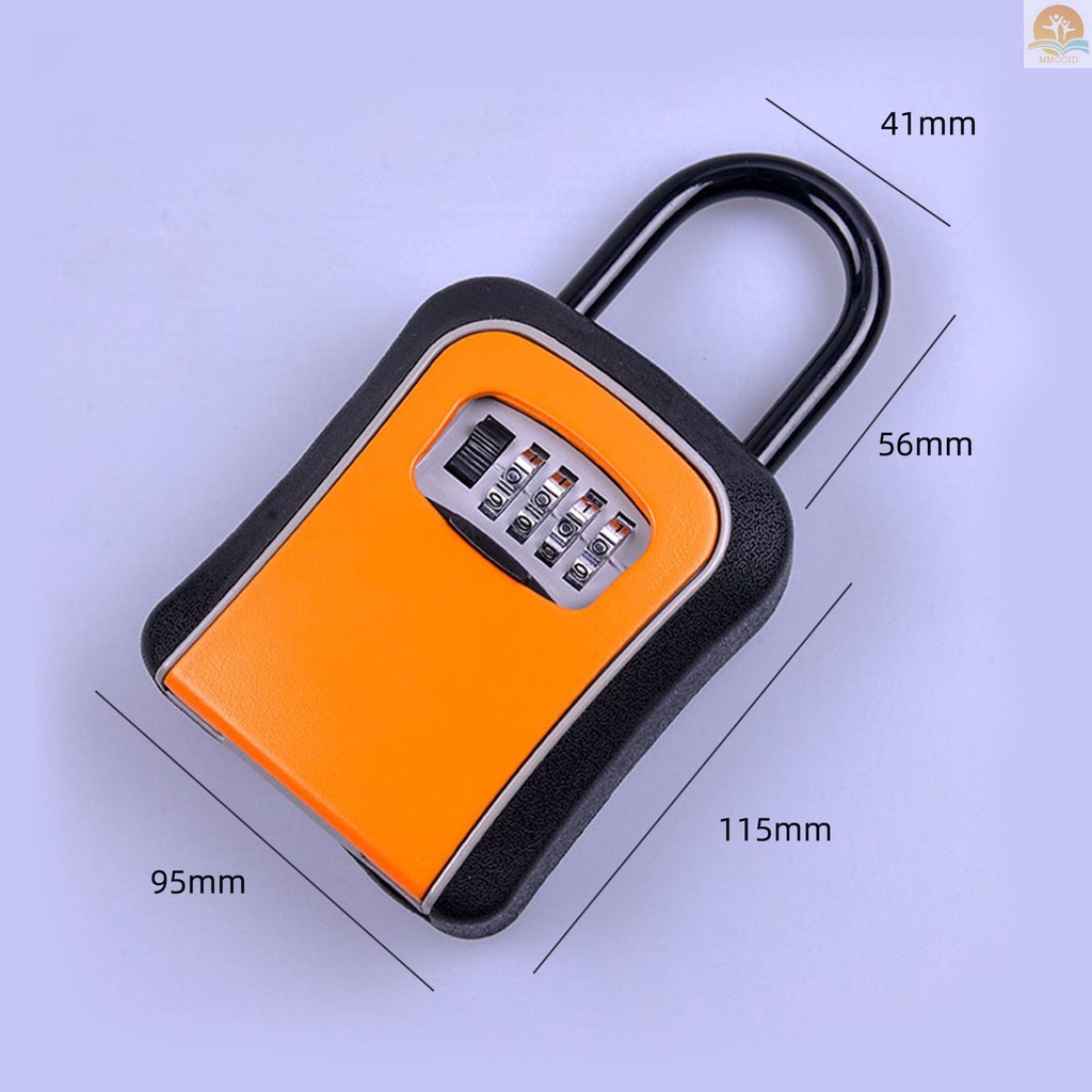 In Stock Kotak Kunci Penyimpanan Dengan Penutup Debu Paduan Aluminium Kombinasi 4 Digit Padlock Case Lockbox Key Safe Box Portable Storage for House Key ID Card U Disk