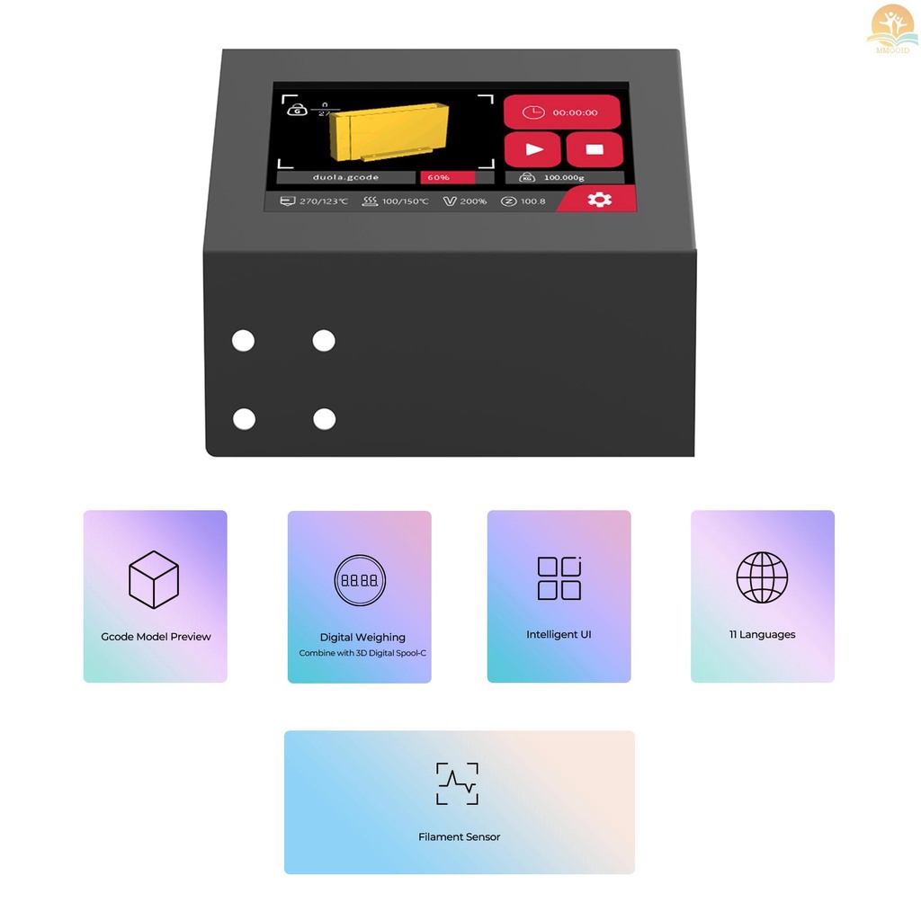 In Stock CREALITY 3D Pad Mini 4.3inci Display Screen Support Timbang Digital Deteksi Real-time Resume Printing Filamen Lari 11bahasa Sistem Cerdas Cetak Model UI