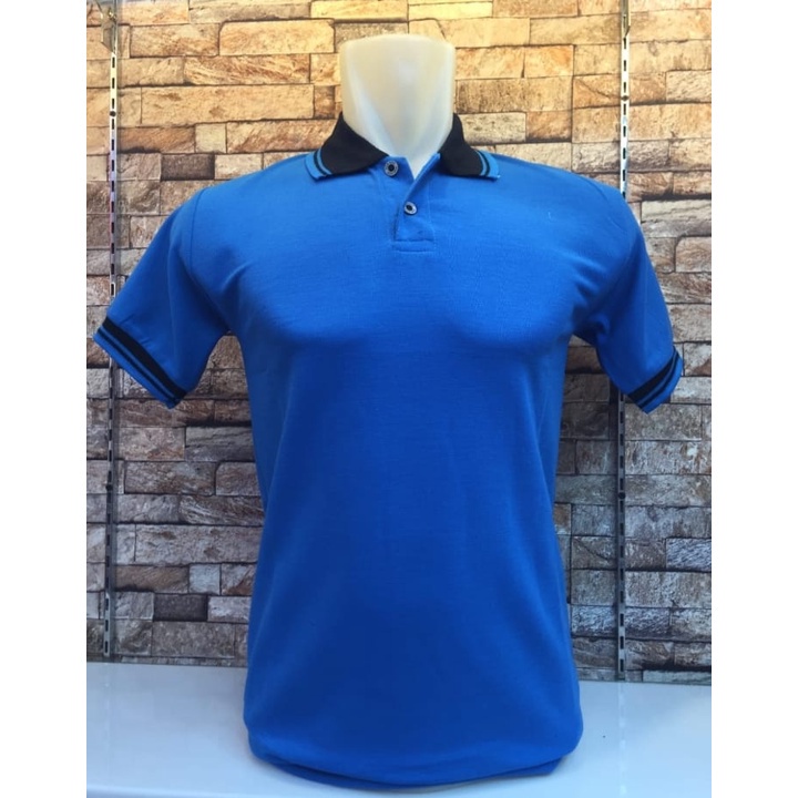 Kaos kerah FO KOMBINASI lengan pendek warna BIRU TURQUISE /  kaos kerah seragam / Kaos kerah pendek 