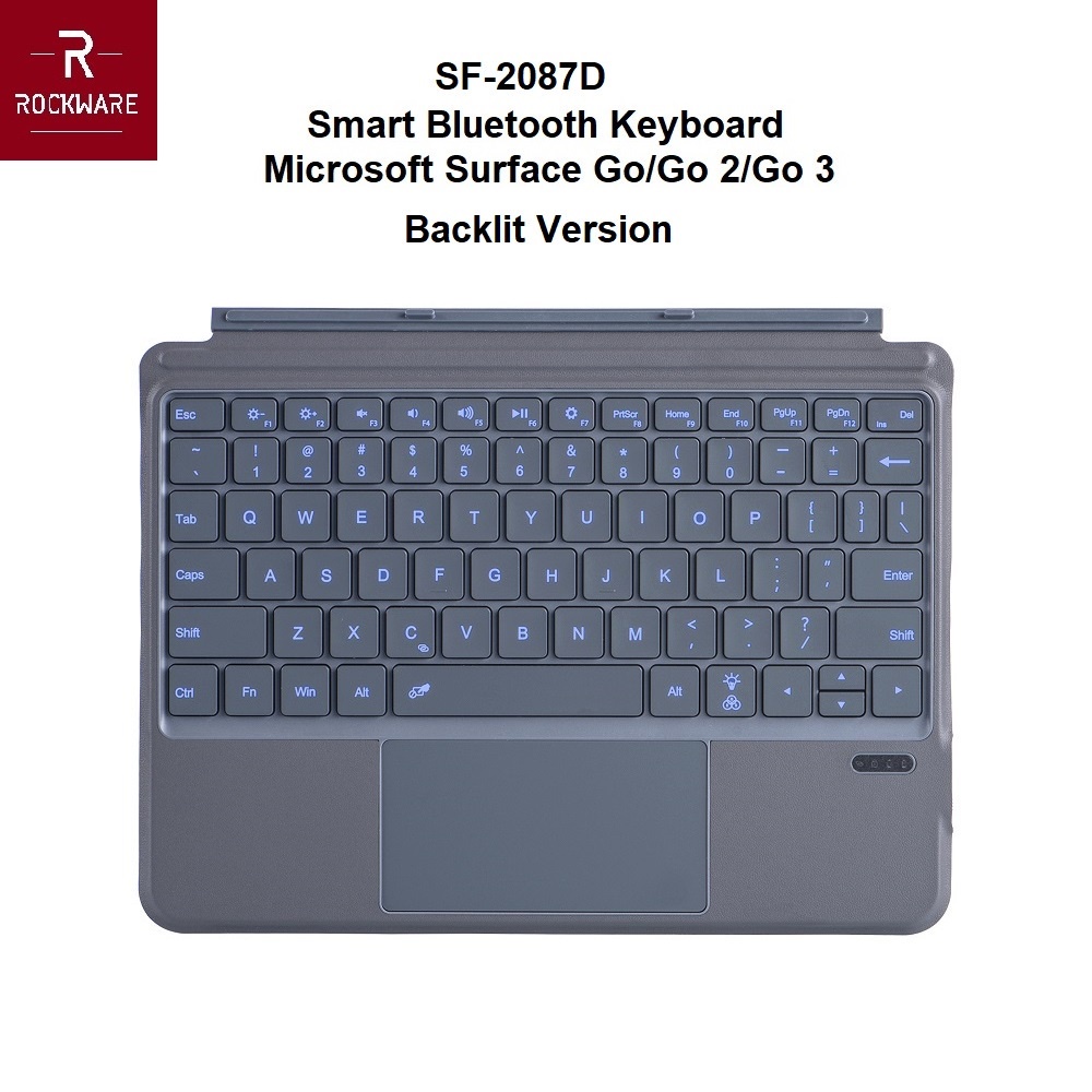 AKN88 - ROCKWARE RW-2087D - Bluetooth Backlight Keyboard for Surface Go 1-2-3