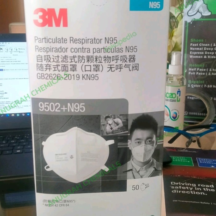 MASKER 3M N95 9502+ 1 BOX ORIGINAL 3M