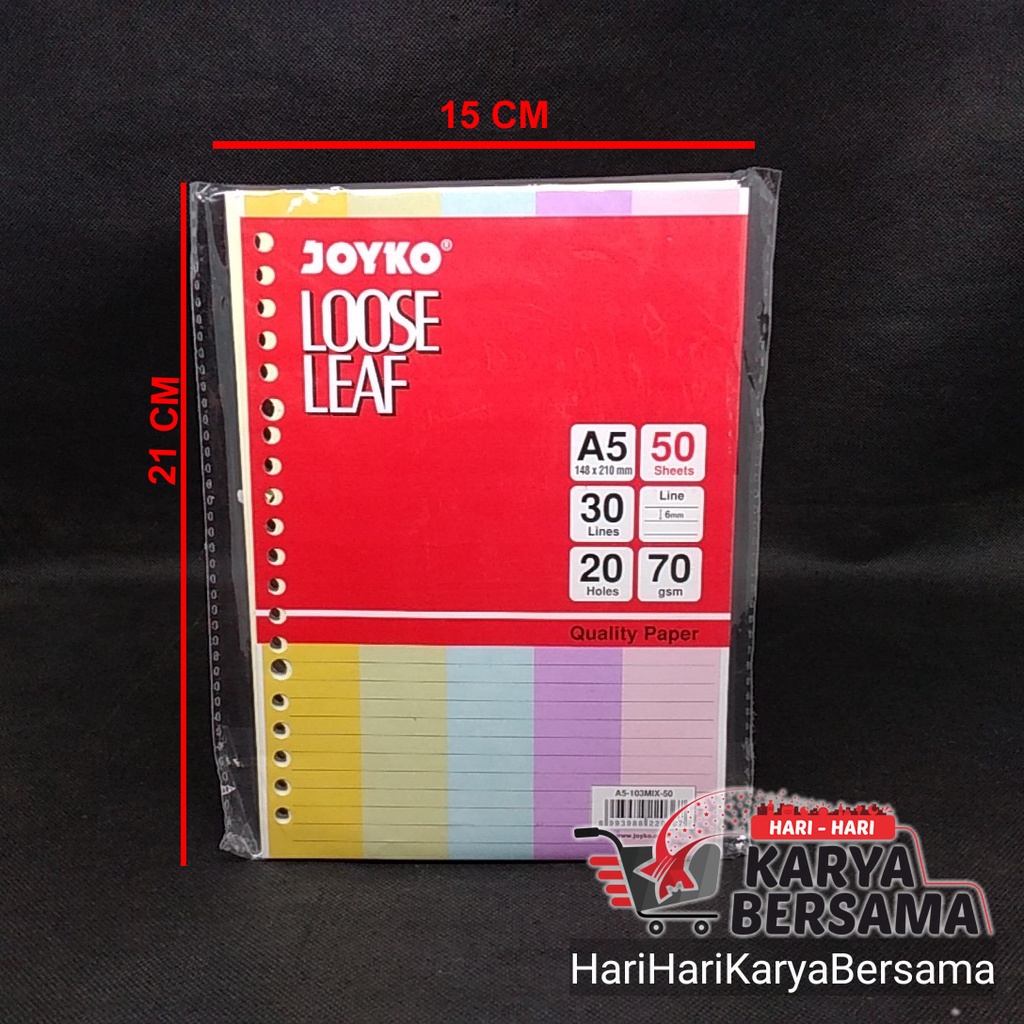 

JOYKO LOOSE LEAF A5 KERTAS BINDER WARNA A5 ISI 50 LEMBAR CAMPUR WARNA