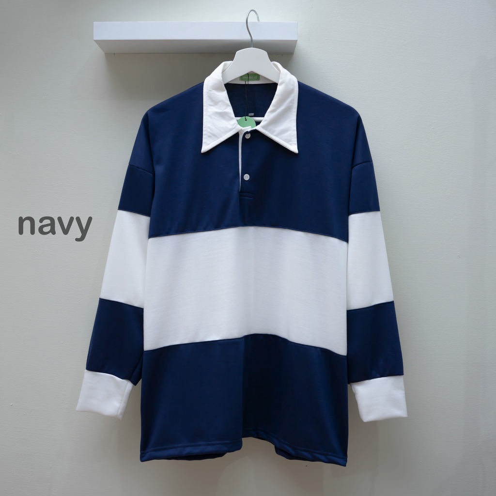 READY - Vintage Rugby Polo shirt Kaos Pria Lengan Panjang