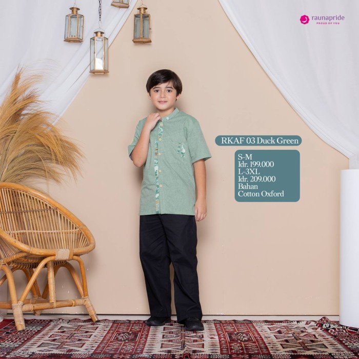 Sarimbit Keluarga Rauna SR 03 Green Family Set - Koko anak