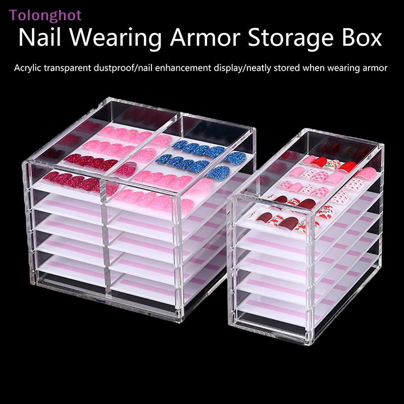 Tolonghot&gt; 5/10lapisan Nail Art Storage Display Box Memakai Armor Transparan Akrilik Kotak Manicure Collector Box Sudah Finishing Packing Kuku Palsu Dengan Baik