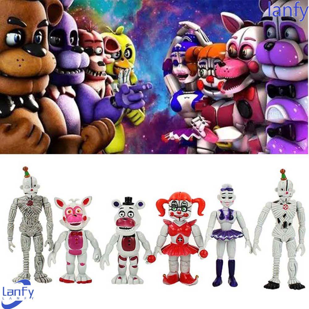 LANFY Lima Malam Di Hadiah Mainan Freddy Lokasi Kakak Funtime Mobil Dekorasi Figure Mainan Chica Bonnie Anime Peripheral Model Koleksi