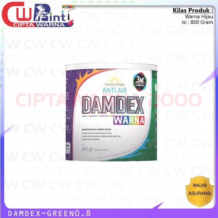 Cat DAMDEX WARNA 0.8kg Green Hijau WATERPROOFING KOLAM IKAN RENANG