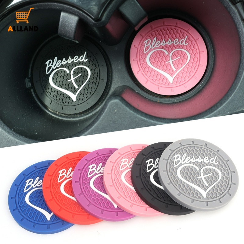 Multicolor Berkah Text Car Cup Cushion/ Alas Cangkir Air Non-Slip PVC Tahan Lama/ Aksesoris Interior Otomatis