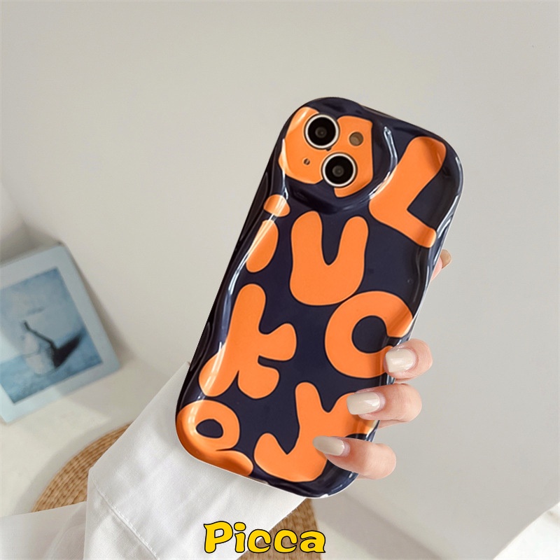 Untuk Realme C53 C35 C33 C30 C21 C11 C25Y C20 C55 C21Y C25 9i 5 7i 6i 5s 5i C25s C15 C3 C2 C20A C1 C31 C12 C17 3D Wavy Curved Edge Graffiti Simple Huruf Inggris Shockproof Case