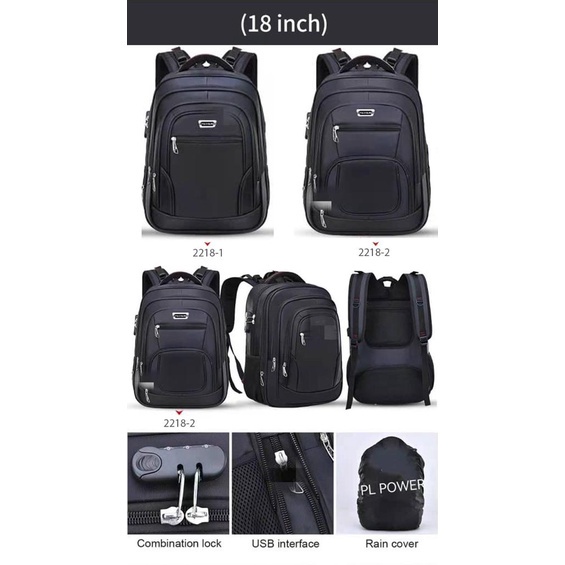 Tas Polo PL Power 18 inc - Ransel Laptop USB Ransel Import - Tas Punggung Casual Pria - Backpack Sekolah Premium Original Terbaru
