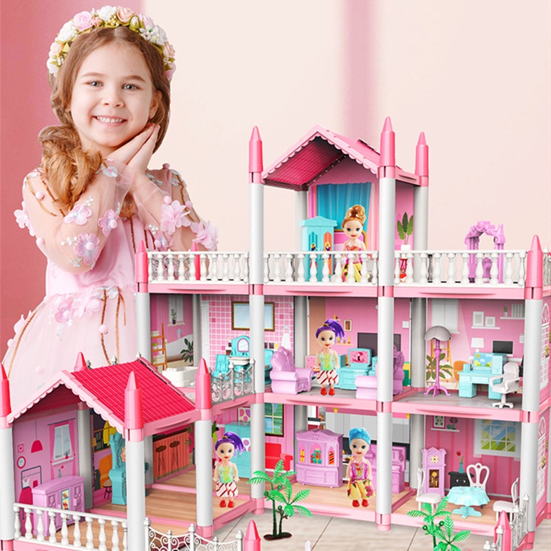 Mainan Doll House Princess Castle Besar 11 House Rumah Rumahan Anak Perempuan Lengkap Perabot Rumah Dengan Lampu