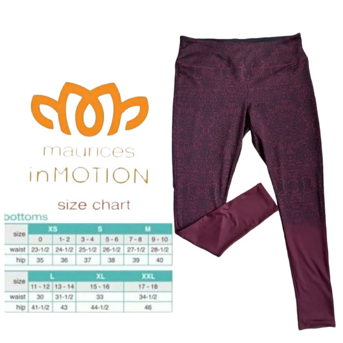 Celana Legging Maurices In Motion Maroon Print Black