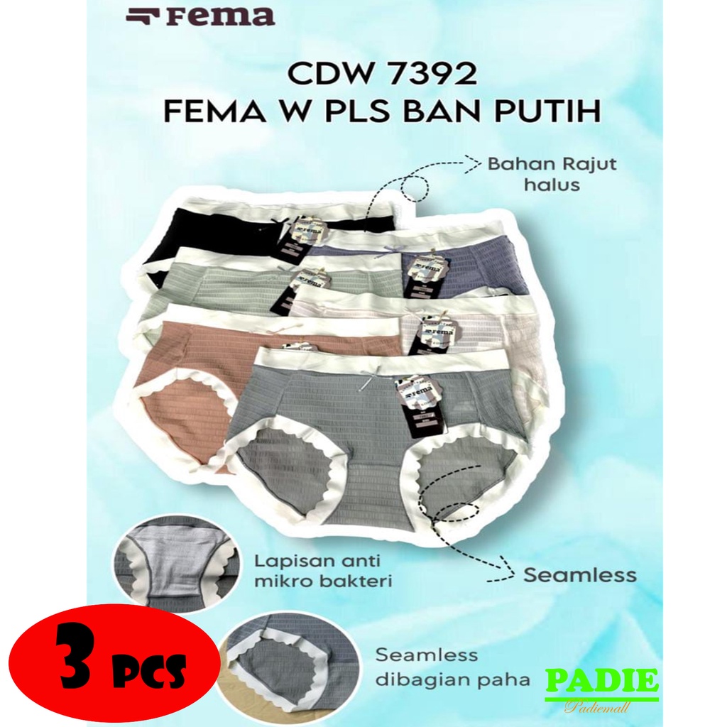 Celana Dalam/CD Wanita/Perempuan/Cewek FEMA 7392 Bahan RAJUT SEAMLESS ALL SIZE(M Fit To XXL)