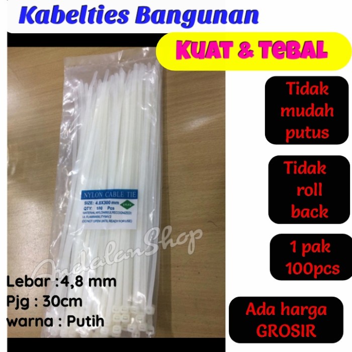 

[DD] Kabel tis putih 4,8 X 300mm/ kabel ties 30cm murah/ nylon cable tie - Hitam