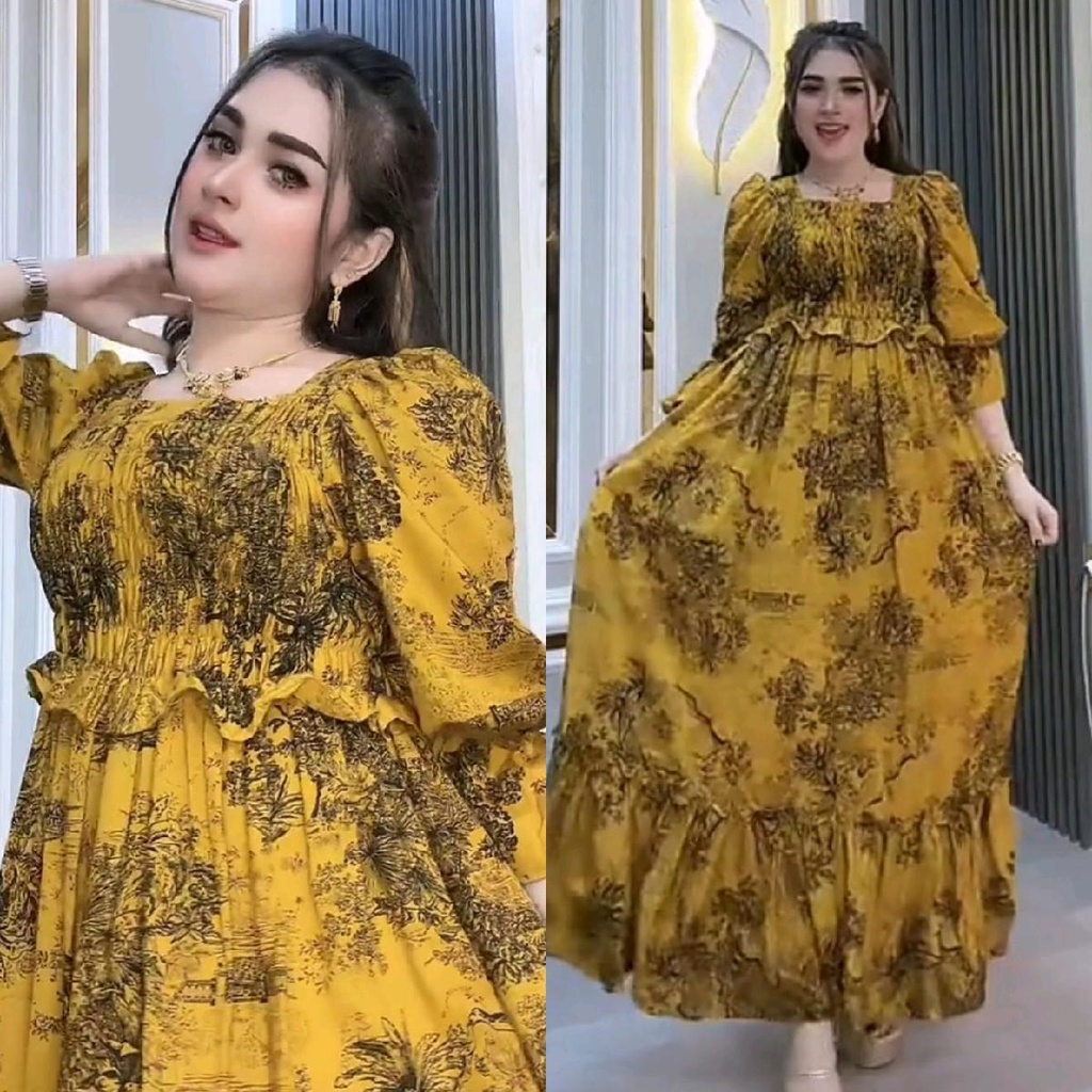 

Lezatoz_Genz Dress Wanita Ulva Semuk Miranti Rempel Katun Rayon Glf