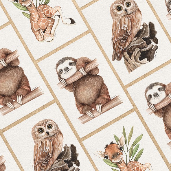

Postcard Baby Animal Series by KEZIAWEPE / Post Card Kartu Pos Hewan Ucapan Greeting Card Binatang