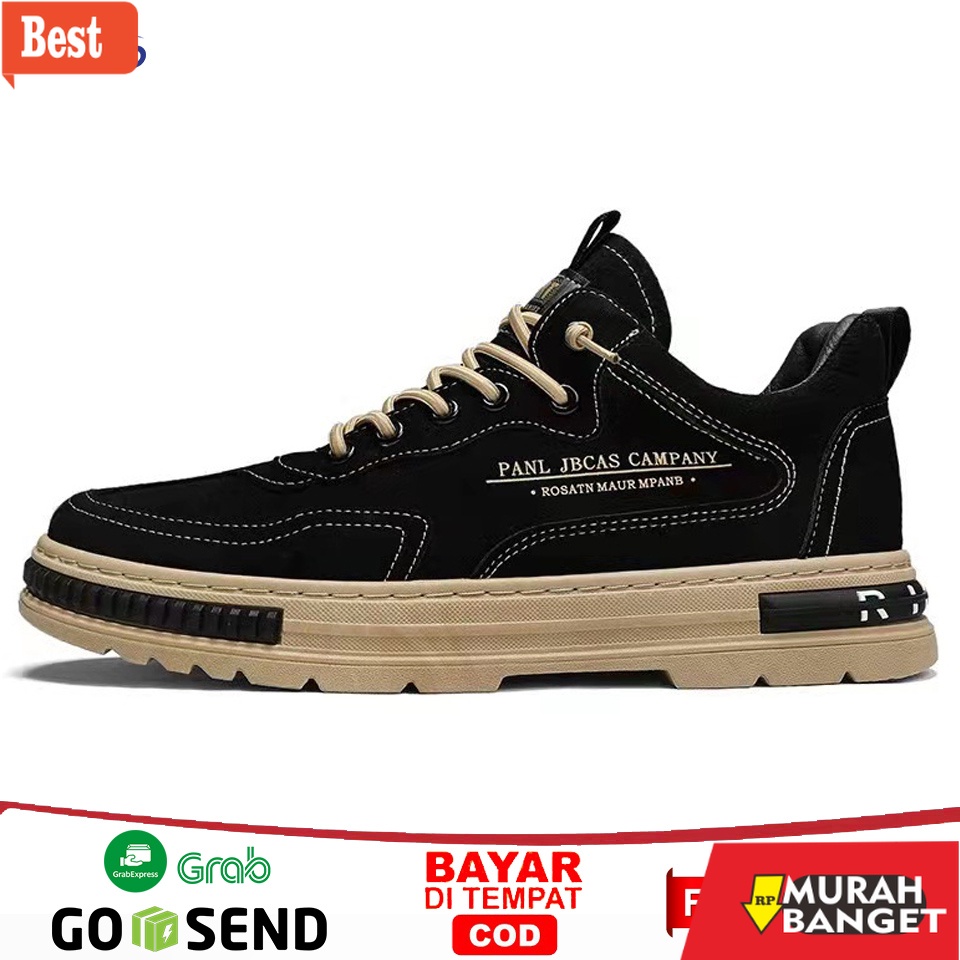 Sneakers pria terbaru- Leedoo Sepatu Sneakers Kulit Sepatu Pria Casual Sepatu Model High Sepatu Kuli